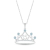 Thumbnail Image 0 of Swiss Blue Topaz & White Lab-Created Sapphire Quinceañera Crown Necklace Sterling Silver 18"