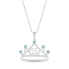 Thumbnail Image 1 of Swiss Blue Topaz & White Lab-Created Sapphire Quinceañera Crown Necklace Sterling Silver 18"