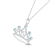 Thumbnail Image 1 of Swiss Blue Topaz & White Lab-Created Sapphire Quinceañera Crown Necklace Sterling Silver 18"
