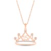 Thumbnail Image 1 of White Lab-Created Sapphire Quinceañera Crown Necklace 10K Rose Gold 18&quot;