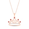 Lab-Created Ruby & White Lab-Created Sapphire Quinceañera Crown Necklace 10K Rose Gold 18"
