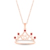 Thumbnail Image 1 of Lab-Created Ruby & White Lab-Created Sapphire Quinceañera Crown Necklace 10K Rose Gold 18&quot;