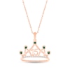 Thumbnail Image 0 of Lab-Created Emerald & White Lab-Created Sapphire Quinceañera Crown Necklace 10K Rose Gold 18"