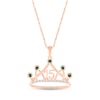 Thumbnail Image 1 of Lab-Created Emerald & White Lab-Created Sapphire Quinceañera Crown Necklace 10K Rose Gold 18&quot;