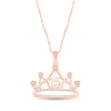 Thumbnail Image 1 of Lab-Created Opal & White Lab-Created Sapphire Quinceañera Crown Necklace 10K Rose Gold 18&quot;