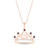Thumbnail Image 1 of Blue & White Lab-Created Sapphire Quinceañera Crown Necklace 10K Rose Gold 18&quot;