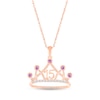 Thumbnail Image 1 of Amethyst & White Lab-Created Sapphire Quinceañera Crown Necklace 10K Rose Gold 18&quot;