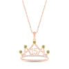 Thumbnail Image 1 of Peridot & White Lab-Created Sapphire Quinceañera Crown Necklace 10K Rose Gold 18&quot;
