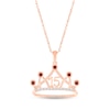 Thumbnail Image 1 of Garnet & White Lab-Created Sapphire Quinceañera Crown Necklace 10K Rose Gold 18&quot;