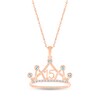 Thumbnail Image 1 of Aquamarine & White Lab-Created Sapphire Quinceañera Crown Necklace 10K Rose Gold 18&quot;