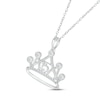 Thumbnail Image 1 of White Lab-Created Sapphire Quinceañera Crown Necklace 10K White Gold 18"