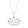 Thumbnail Image 1 of Lab-Created Ruby & White Lab-Created Sapphire Quinceañera Crown Necklace 10K White Gold 18&quot;