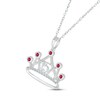 Thumbnail Image 2 of Lab-Created Ruby & White Lab-Created Sapphire Quinceañera Crown Necklace 10K White Gold 18&quot;