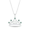 Thumbnail Image 1 of Lab-Created Emerald & White Lab-Created Sapphire Quinceañera Crown Necklace 10K White Gold 18&quot;