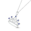 Thumbnail Image 1 of Blue & White Lab-Created Sapphire Quinceañera Crown Necklace 10K White Gold 18"