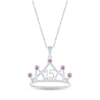 Thumbnail Image 1 of Amethyst & White Lab-Created Sapphire Quinceañera Crown Necklace 10K White Gold 18&quot;