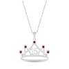 Thumbnail Image 1 of Garnet & White Lab-Created Sapphire Quinceañera Crown Necklace 10K White Gold 18&quot;