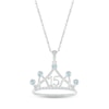 Thumbnail Image 0 of Aquamarine & White Lab-Created Sapphire Quinceañera Crown Necklace 10K White Gold 18"