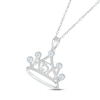 Thumbnail Image 1 of Aquamarine & White Lab-Created Sapphire Quinceañera Crown Necklace 10K White Gold 18"