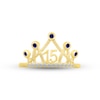 Thumbnail Image 2 of Blue & White Lab-Created Sapphire Quinceañera Crown Ring 10K Yellow Gold