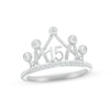 Thumbnail Image 0 of White Lab-Created Sapphire Quinceañera Crown Ring Sterling Silver