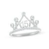 Thumbnail Image 1 of White Lab-Created Sapphire Quinceañera Crown Ring Sterling Silver