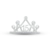 Thumbnail Image 1 of White Lab-Created Sapphire Quinceañera Crown Ring Sterling Silver