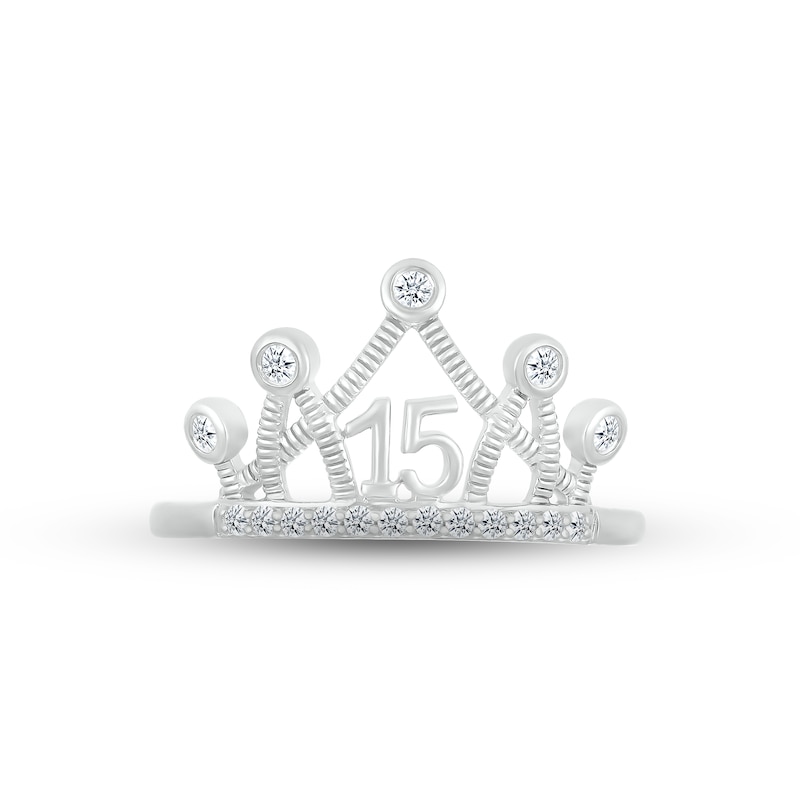 Main Image 2 of White Lab-Created Sapphire Quinceañera Crown Ring Sterling Silver
