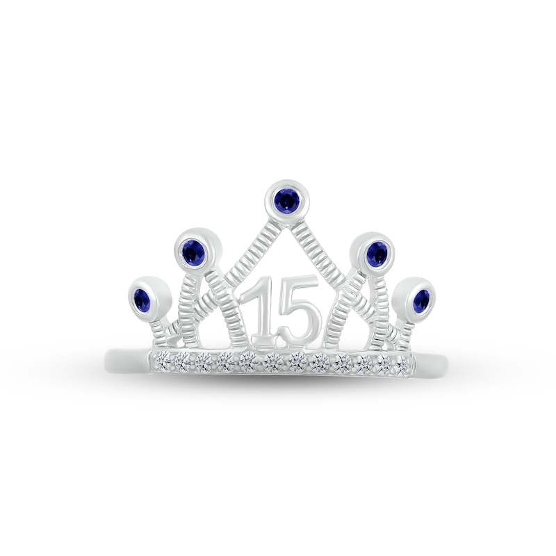 Main Image 2 of Blue & White Lab-Created Sapphire Quinceañera Crown Ring Sterling Silver