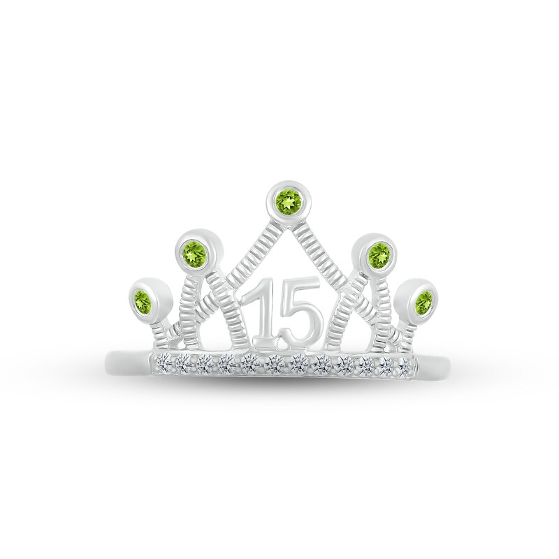 Main Image 2 of Peridot & White Lab-Created Sapphire Quinceañera Crown Ring Sterling Silver
