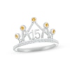 Thumbnail Image 0 of Citrine & White Lab-Created Sapphire Quinceañera Crown Ring Sterling Silver