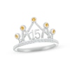 Thumbnail Image 1 of Citrine & White Lab-Created Sapphire Quinceañera Crown Ring Sterling Silver