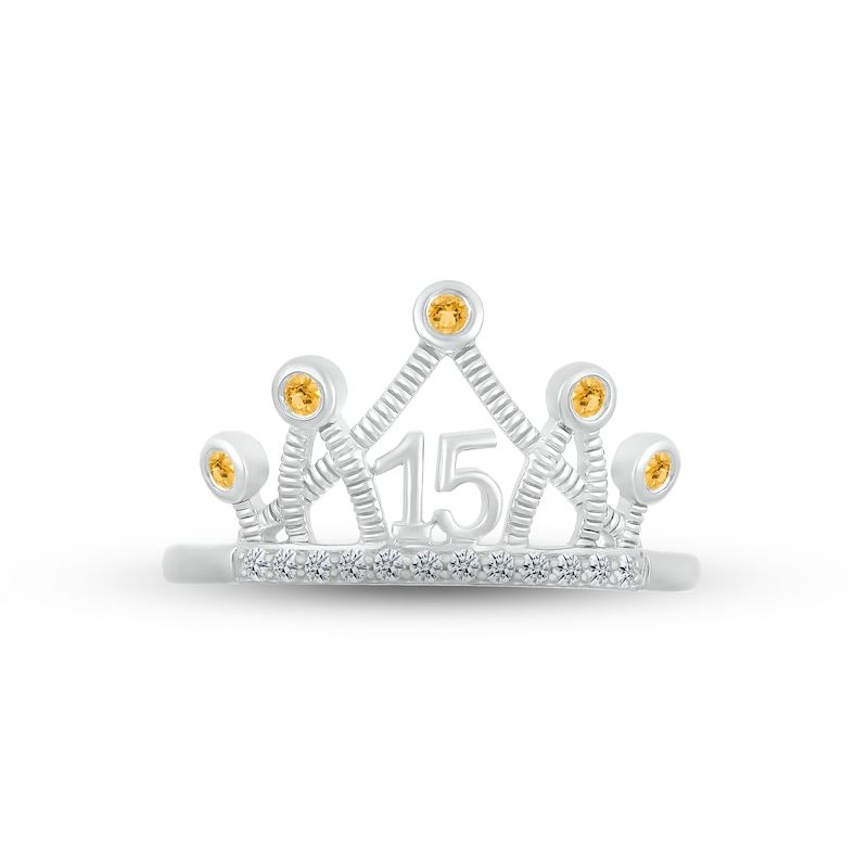 Main Image 2 of Citrine & White Lab-Created Sapphire Quinceañera Crown Ring Sterling Silver