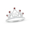 Thumbnail Image 1 of Garnet & White Lab-Created Sapphire Quinceañera Crown Ring Sterling Silver
