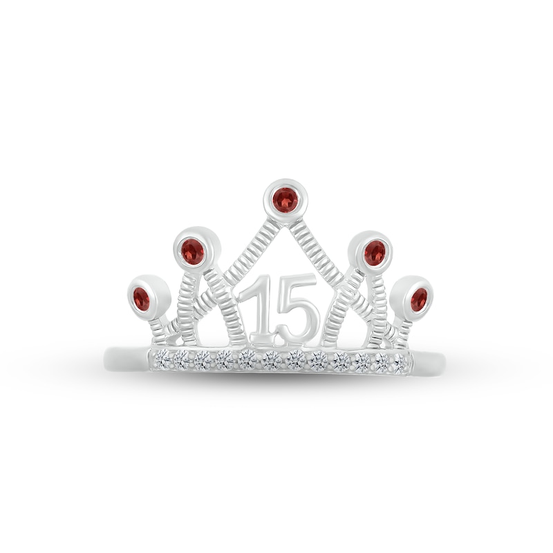 Main Image 2 of Garnet & White Lab-Created Sapphire Quinceañera Crown Ring Sterling Silver