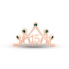 Thumbnail Image 2 of Lab-Created Emerald & White Lab-Created Sapphire Quinceañera Crown Ring 10K Rose Gold