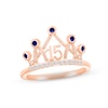 Thumbnail Image 1 of Blue & White Lab-Created Sapphire Quinceañera Crown Ring 10K Rose Gold