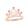 Thumbnail Image 1 of Amethyst & White Lab-Created Sapphire Quinceañera Crown Ring 10K Rose Gold