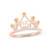 Thumbnail Image 1 of Citrine & White Lab-Created Sapphire Quinceañera Crown Ring 10K Rose Gold