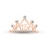 Thumbnail Image 2 of Swiss Blue Topaz & White Lab-Created Sapphire Quinceañera Crown Ring 10K Rose Gold
