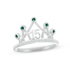 Lab-Created Emerald & White Lab-Created Sapphire Quinceañera Crown Ring 10K White Gold