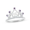 Lab-Created Alexandrite & White Lab-Created Sapphire Quinceañera Crown Ring 10K White Gold