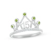 Thumbnail Image 1 of Peridot & White Lab-Created Sapphire Quinceañera Crown Ring 10K White Gold