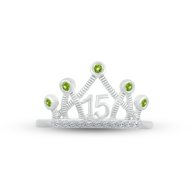 Main Image 2 of Peridot & White Lab-Created Sapphire Quinceañera Crown Ring 10K White Gold