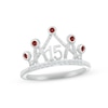 Thumbnail Image 0 of Garnet & White Lab-Created Sapphire Quinceañera Crown Ring 10K White Gold