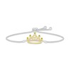 Thumbnail Image 1 of Peridot & White Lab-Created Sapphire Quinceañera Crown Bolo Bracelet Sterling Silver & 10K Yellow Gold