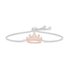 Thumbnail Image 1 of White Lab-Created Sapphire Quinceañera Crown Bolo Bracelet Sterling Silver & 10K Rose Gold