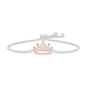 Thumbnail Image 1 of Swiss Blue Topaz & White Lab-Created Sapphire Quinceañera Crown Bolo Bracelet Sterling Silver & 10K Rose Gold