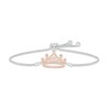 Thumbnail Image 1 of Aquamarine & White Lab-Created Sapphire Quinceañera Crown Bolo Bracelet Sterling Silver & 10K Rose Gold