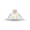 Thumbnail Image 2 of Lab-Created Opal & White Lab-Created Sapphire Quinceañera Crown Ring Sterling Silver & 10K Yellow Gold